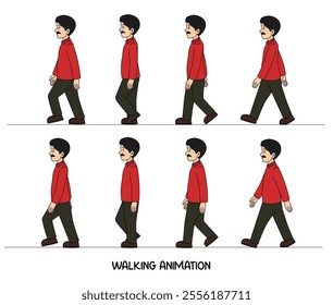 Side Walking frames images, man walking vector images, cartoon man walking frames