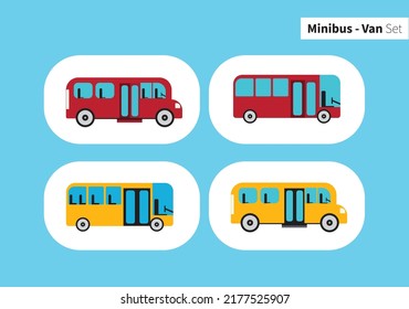 Side wiew minibus. Minimal public transport. Vector illustration.