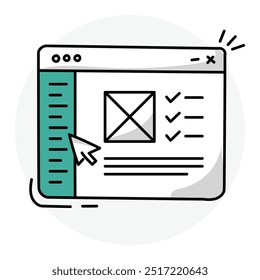 Sidebar Icon Design. Representing Website. Layout. Navigation. Design. Vector icon.
