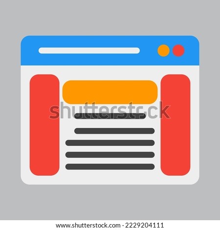 Sidebar icon in flat style about browser, use for website mobile app presentation