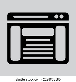Sidebar icon in solid style about browser, use for website mobile app presentation