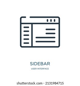 sidebar thin line icon. template, navigation linear icons from user interface concept isolated outline sign. Vector illustration symbol element for web design and apps.