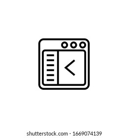 Sidebar vector icon in linear, outline icon isolated on white background