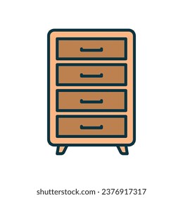 Schaltschrank-Symbol für die Aufbewahrung von Artikeln in einer Schublade
