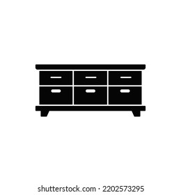 sideboard icon  in black flat glyph, filled style isolated on white background