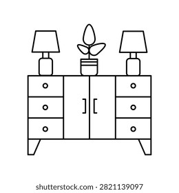 Sideboard icon with white background vector stock illustration