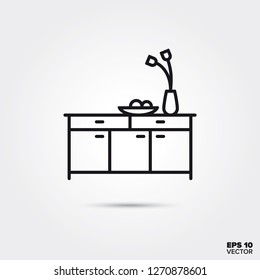 sideboard line icon vector illustration. Home decoration and interior symbol.