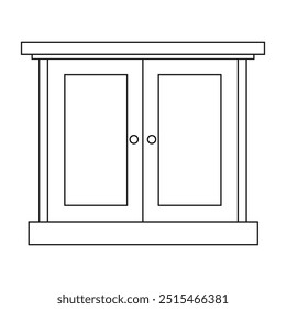 sideboard line vector illustration,isolated on white background,top view