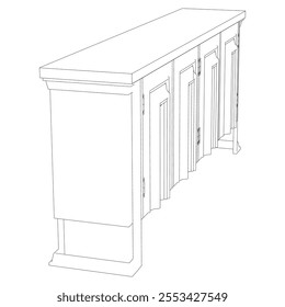 Sideboard Living Room Furniture isolated continuous line art flat vector illustration