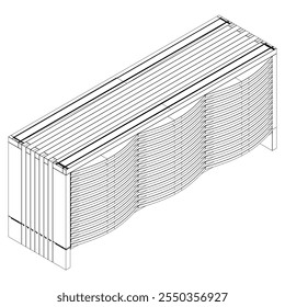 Ilustração De Contorno De Painel De Lado Com Design De Gabinete Buffet. Perfeito para Decoração de casa, Coloração e Trabalho de design criativo