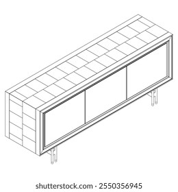 Ilustração De Contorno De Painel De Lado Com Design De Gabinete Buffet. Perfeito para Decoração de casa, Coloração e Trabalho de design criativo