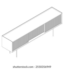 Ilustração De Contorno De Painel De Lado Com Design De Gabinete Buffet. Perfeito para Decoração de casa, Coloração e Trabalho de design criativo