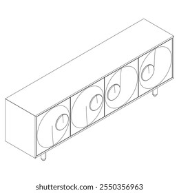 Ilustração De Contorno De Painel De Lado Com Design De Gabinete Buffet. Perfeito para Decoração de casa, Coloração e Trabalho de design criativo