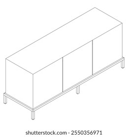 Sideboard Outline Illustration Featuring Buffet Cabinet Design. Perfect for Home Decor, Coloring, and Creative Design Work