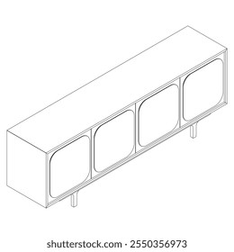 Ilustração De Contorno De Painel De Lado Com Design De Gabinete Buffet. Perfeito para Decoração de casa, Coloração e Trabalho de design criativo