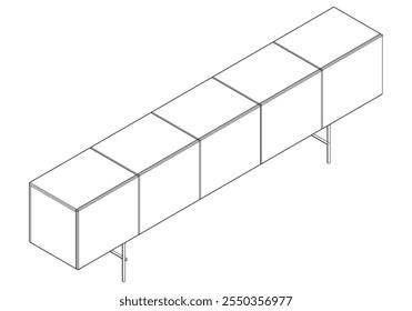 Ilustração De Contorno De Painel De Lado Com Design De Gabinete Buffet. Perfeito para Decoração de casa, Coloração e Trabalho de design criativo