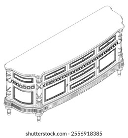 Sideboard outline vector collection. Elegant line art designs for contemporary living spaces. Ideal for interior design projects.