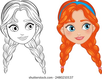 Side-by-side black and white and colored girl