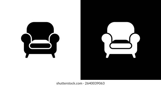 A side-by-side illustration shows an armchair in both black on a white background and white on a black background, providing a clear, contrasting visual representation.