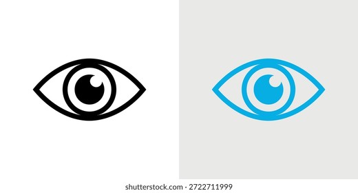Side-by-side representation of eye icons in black and blue, showcasing a visual element.