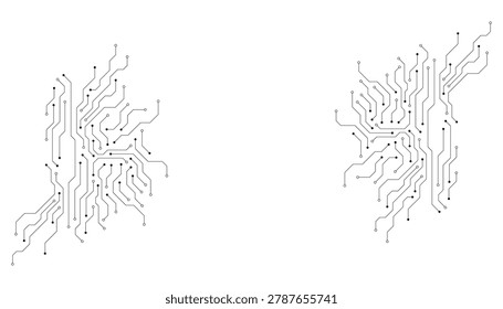 Side-by-side white circuit board diagrams with mirrored symmetrical wiring patterns sidebyside