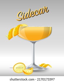 Cóctel de sidecar en la ilustración de vidrio