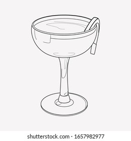 Elemento de línea de icono de cóctel Sidecar. Ilustración vectorial de la línea de icono de cóctel sidecar aislada en fondo limpio para el diseño del logotipo de la aplicación móvil web.