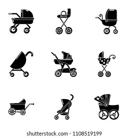 Sidecar icons set. Simple set of 9 sidecar vector icons for web isolated on white background