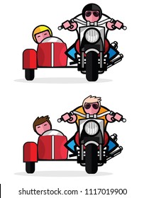 sidecar and motorcycle vintage vector