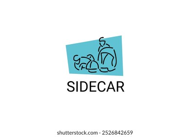 sidecar sport vector line icon. A sidecar driver and his passenger are racing on a circuit. sport pictogram illustration.