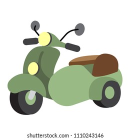 Sidecar transportation cartoon character perspective view isolated on white background vector illustration.