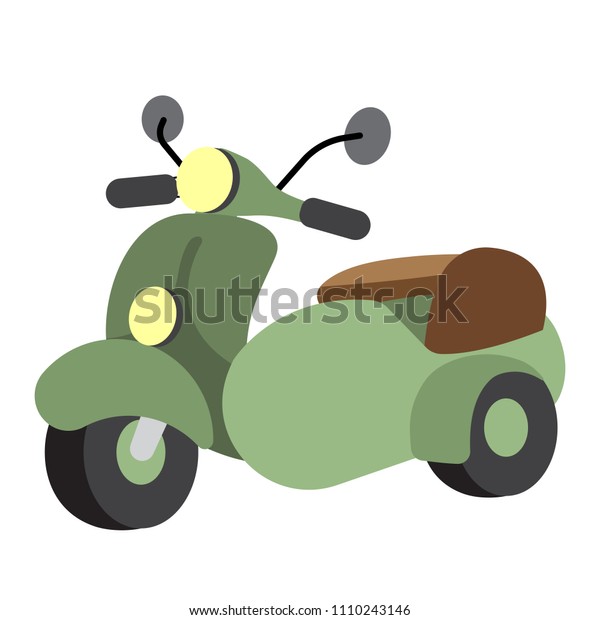 Sidecar transportation\
cartoon character perspective view isolated on white background\
vector illustration.