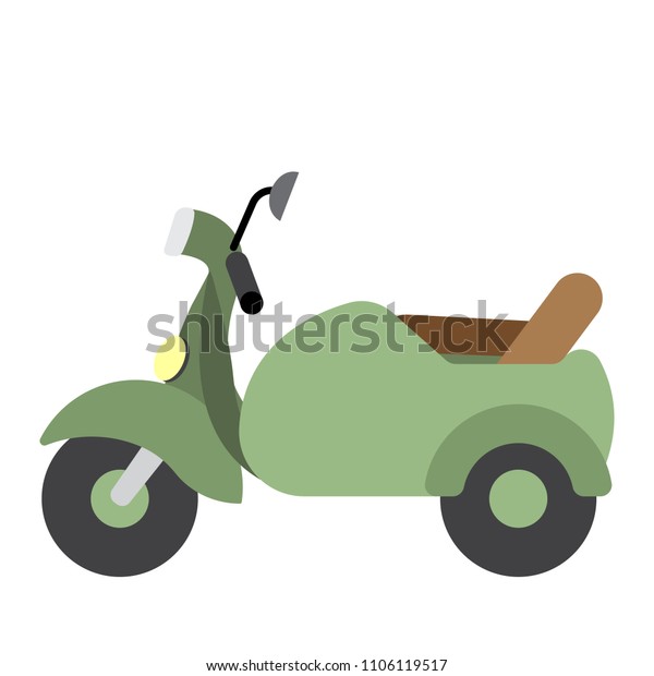 Sidecar transportation\
cartoon character side view isolated on white background vector\
illustration.