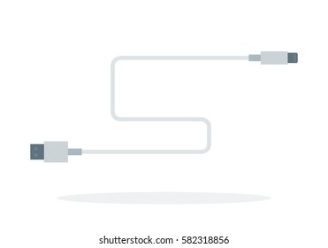 Sided usb cable vector flat material design isolated on white