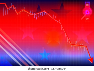 Sidedown Graph chart bar Red circuit breaker background for stock exchange and business.
