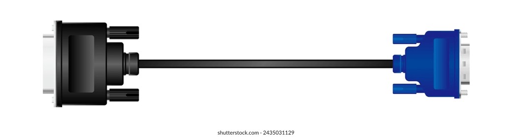 Cable de conversión lateral _dvi24 pines (DVI-D )_ Macho_analógico RGB (VGA)MINI D-SUB15 Pin _ Ilustración macho.
