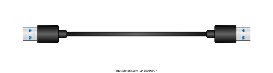 Side-facing conversion cable _USB Type-A 3.0_ Male_ male illustration.