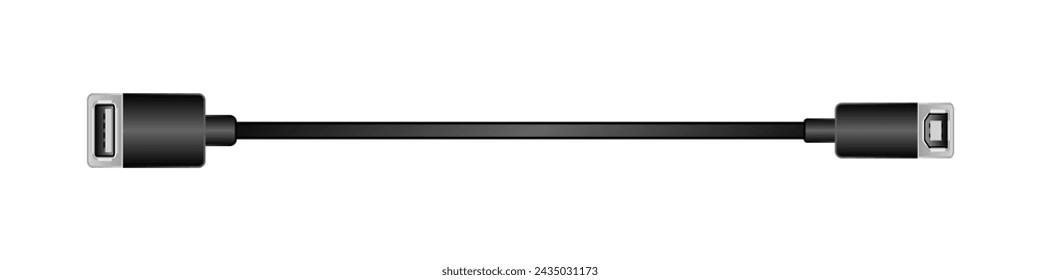 Side-facing conversion cable _USB Type-A 2.0_Stes _usb Type-B 2.0_ Illustration of female.