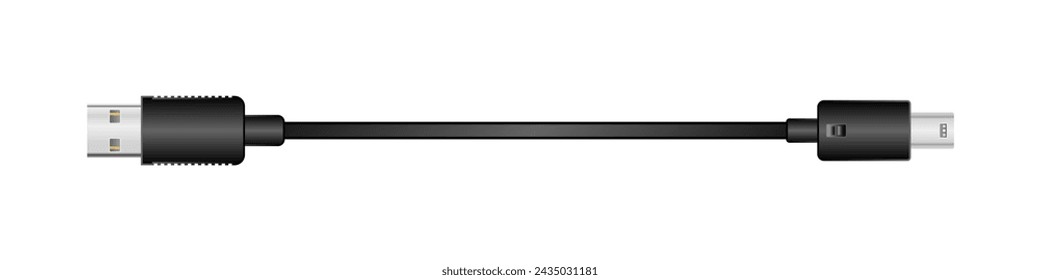 Side-facing conversion cable _USB Type-A 2.0_ Male_mini USB Type-B_ Male illustration.