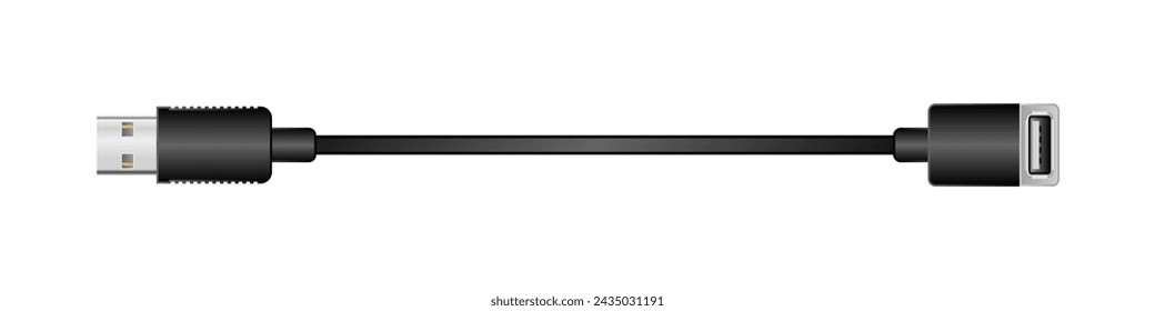 Side-facing conversion cable _USB Type-A 2.0_ Male_USB Type-A 2.0_Stes illustration of female.