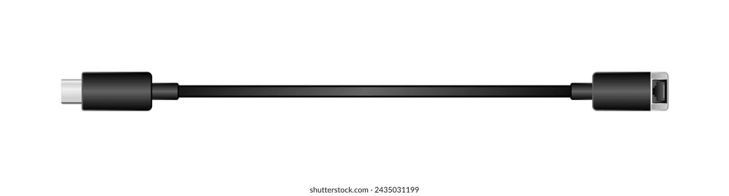 Side-facing conversion cable _usb Type-C_ male_RJ-45 LAN_Stes illustration of female.