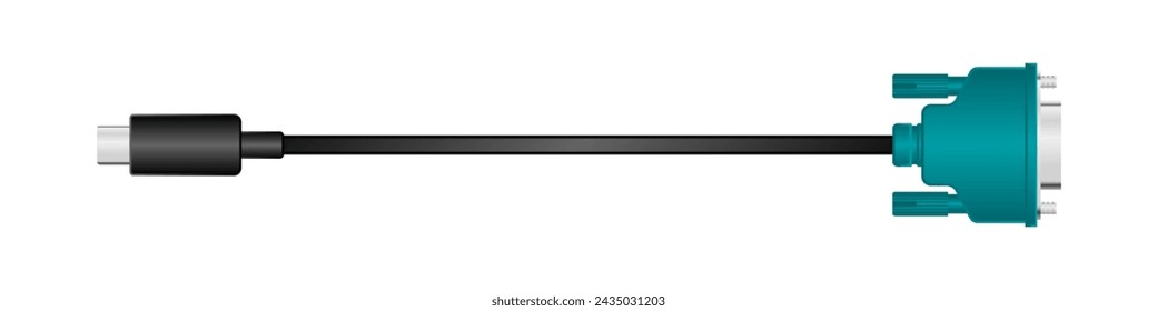 Side-facing conversion cable _USB Type-C_ male_RS-232C Adapter 9-pin _ male illustration.