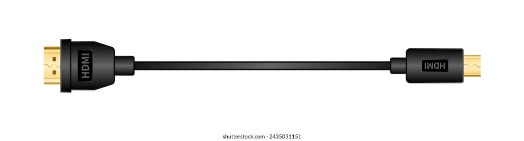 Side-facing conversion cable_hdmi type-A_ male_micro HDMI Type-D_ male illustration.