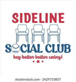 SIDELINE SOCIAL CLUB  BASEBALL T-SHIRT DESIGN