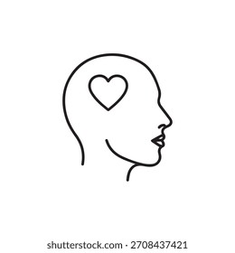 "Side-profile Human Head with Heart"