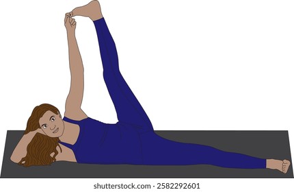 Side-Reclining Leg Lift Anantasana Yoga Pose Vector