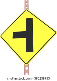 "Sideroad" - 3d illustration of yellow roadsign isolated on white background