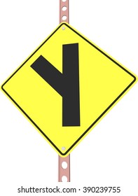 "Sideroad Angled" - 3d illustration of yellow roadsign isolated on white background