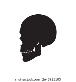  sides kill profile icon vector. Human skull in left profile, clean and sharp vector silhouette.