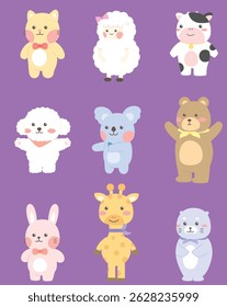 sides of various cute animals